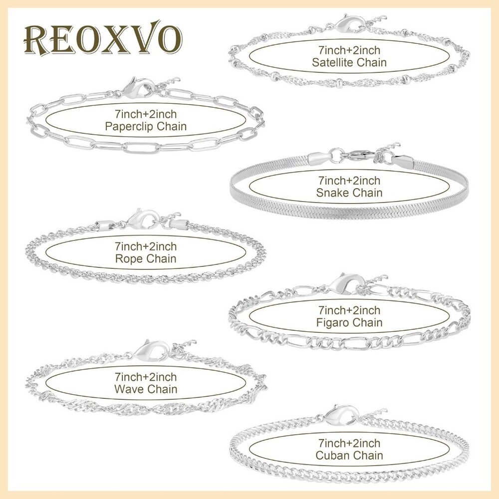 Bracelets Stack Silver Plated Chain Bracelet Set … - image 5